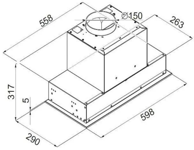 Hota Incorporabila Tornado Modul Touch Free 1200 (60), 1 motor, latime 60 cm, 4 viteze, absorbtie 1200 m3/ora, Negru