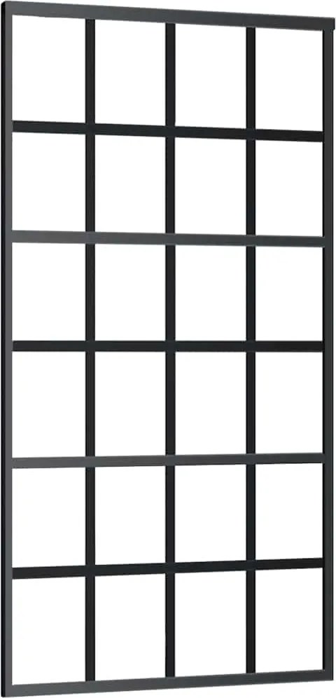vidaXL Ușă glisantă, negru, 102x205 cm, sticlă ESG și aluminiu
