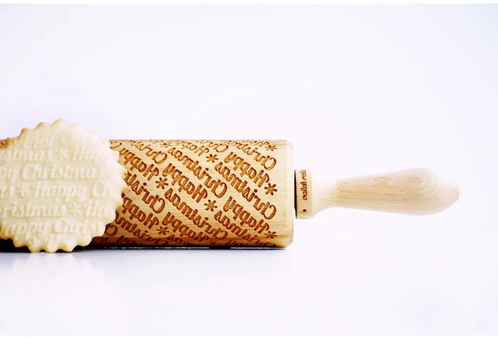 Sucitor din lemn cu detalii de Crăciun în relief Valek Happy Christmass