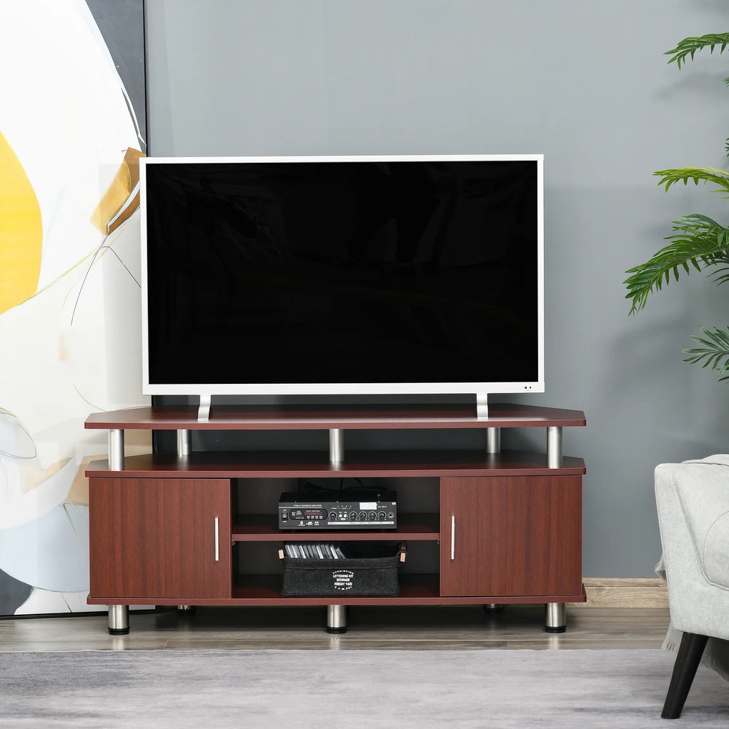 Mobilier pentru TV HOMCOM, 2 rafturi, 120x39.5x52cm, maro | Aosom Romania