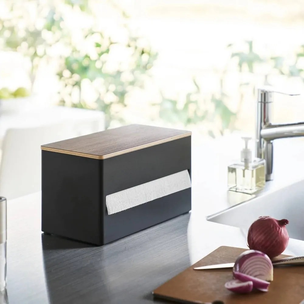 Suport orizontal pentru prosoape de bucătărie din hârtie negru din metal Rin – YAMAZAKI