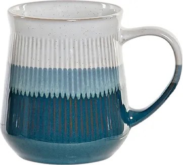 Cana Lines din ceramica alba cu albastru 12 cm