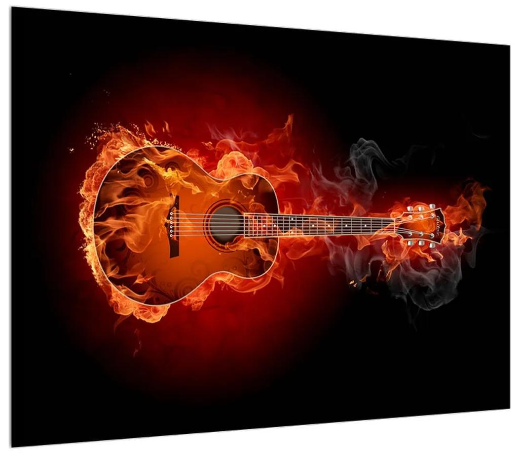 Tablou cu chitara  în foc (70x50 cm), în 40 de alte dimensiuni noi