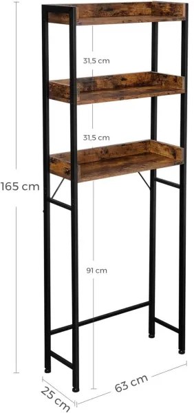 Etajeră de baie RENARO maro/negru