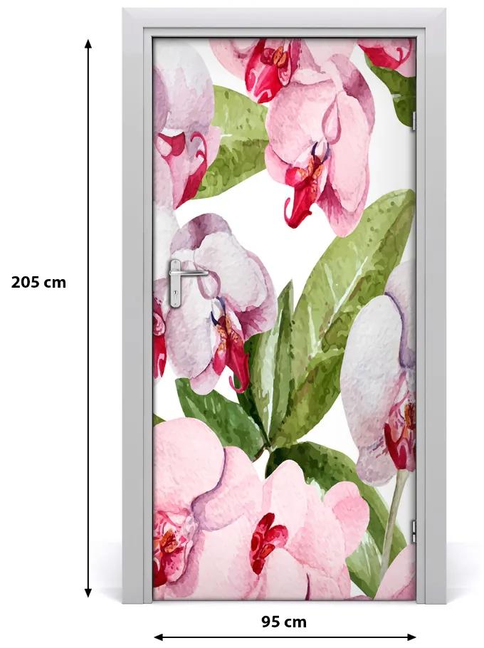 Autocolante pentru usi Furnir adeziv imagini de fundal orhidee ușă