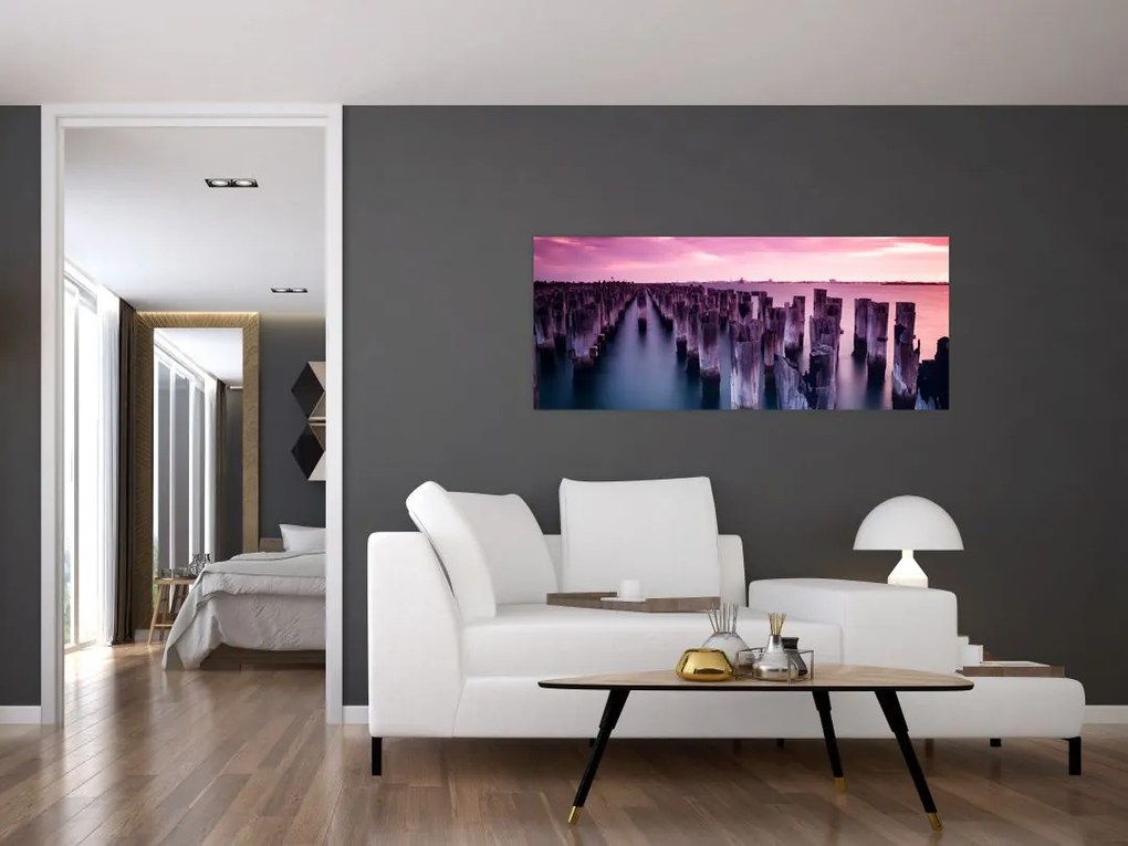 Tablou cu pari din lemn (120x50 cm)