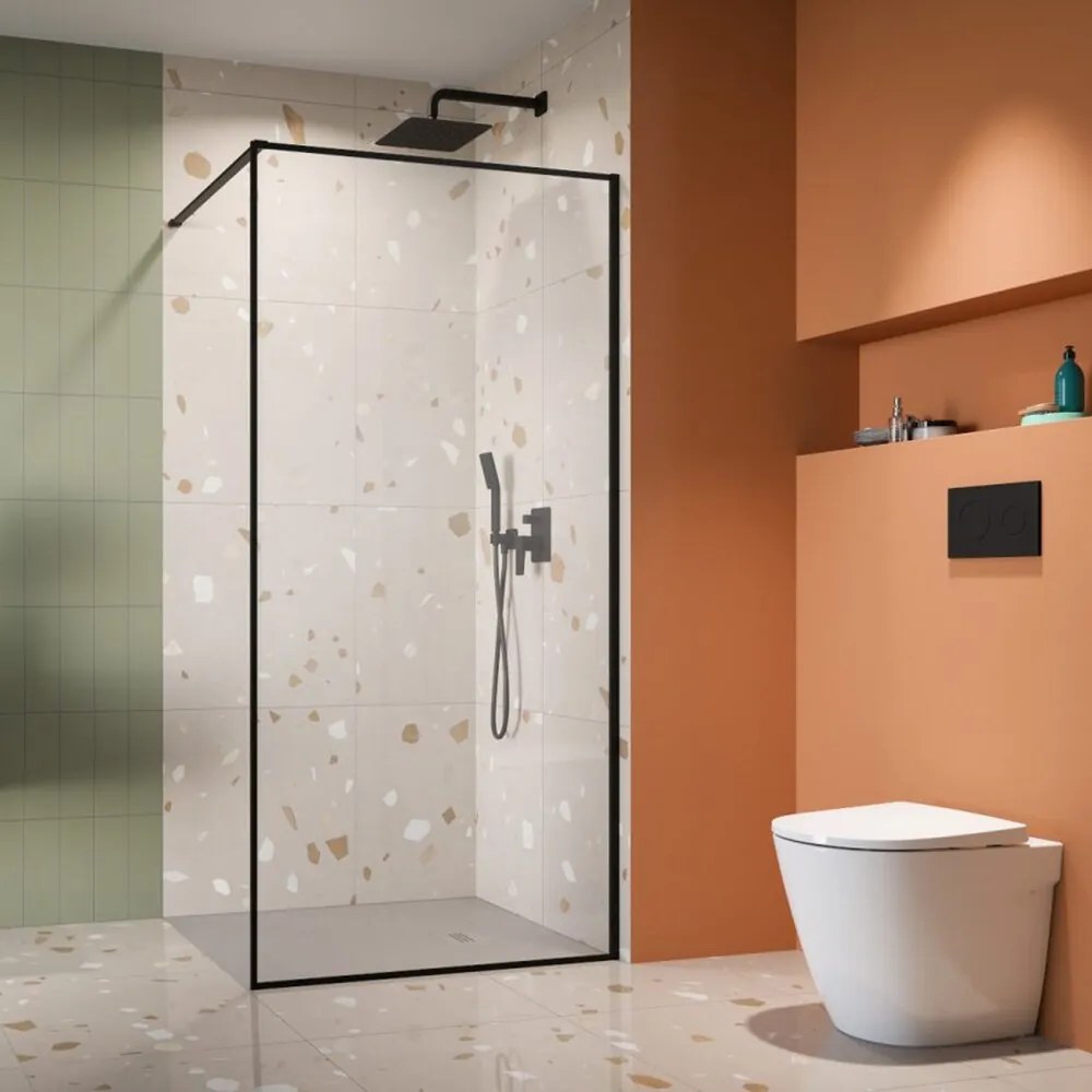 Paravan de dus tip Walk-in Radaway Modo F II negru mat-transparent 105 cm sticla securizata 8 mm