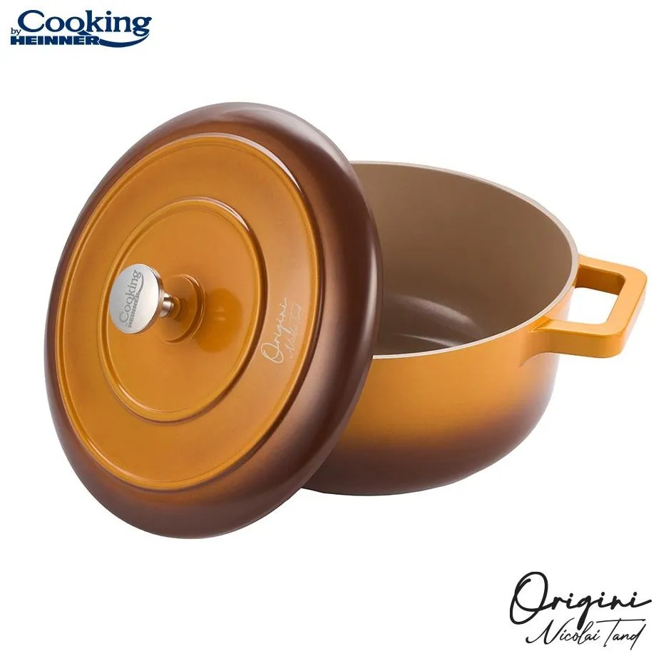 Oală din aluminiu turnat cu capac 24x12 cm, 3.9L – Cooking by Heinner, Colecția Origini by Nicolai Tand HR-BJK-C24, eficientă și antiaderentă