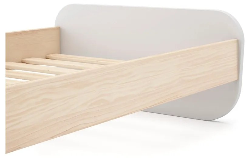 Pat pentru copii alb cu aspect de lemn de pin cu somieră 90x190 cm Esteban – Marckeric