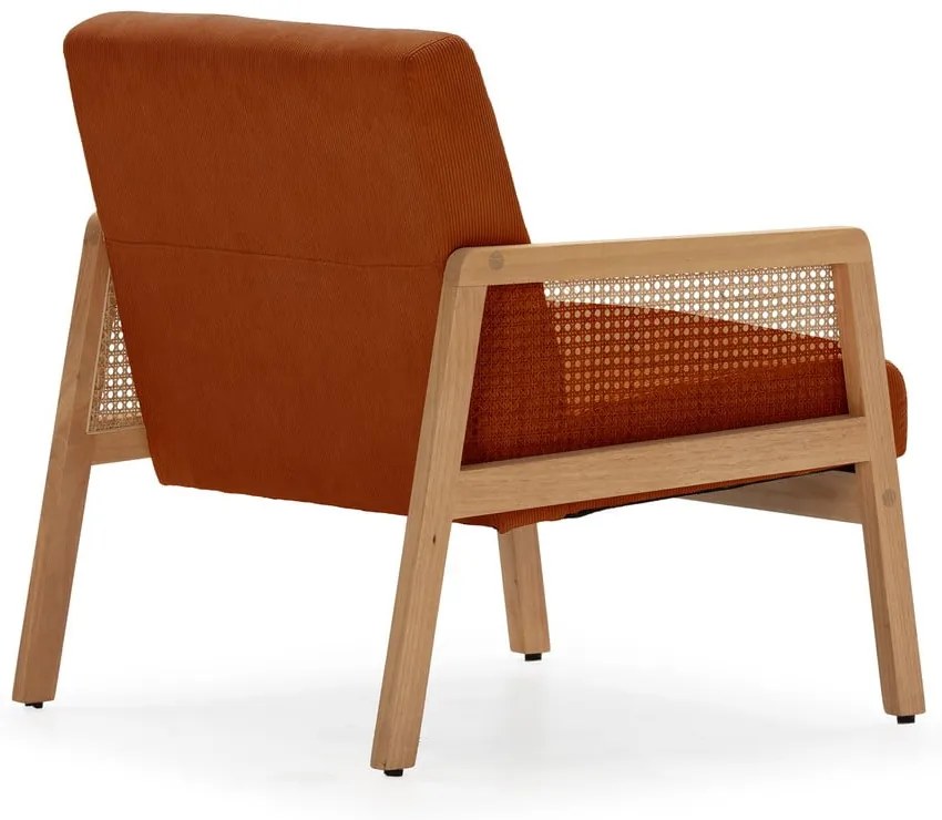 Fotoliu cărămiziu țesut cu tapițerie din catifea reiată Debra – Marckeric