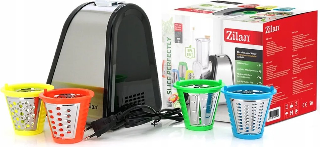 Razatoare si Feliator Zilan ZLN0498 Fresh, Putere 200W, 4 accesorii, Inox