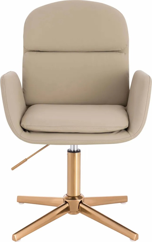 HR480CROSS Scaun Crem Piele Ecologica Premium Soft cu Bază Aurie