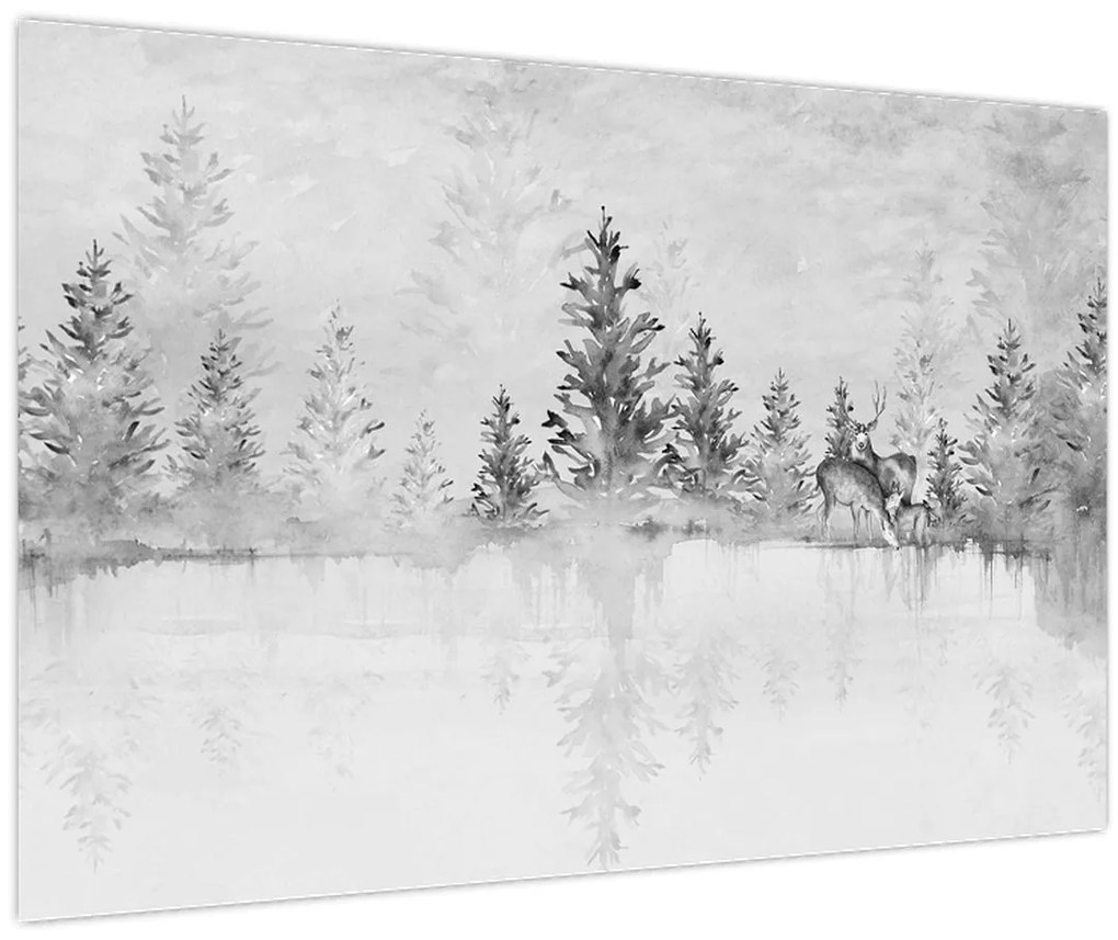 Tablou - Cerb lângă lac (90x60 cm)