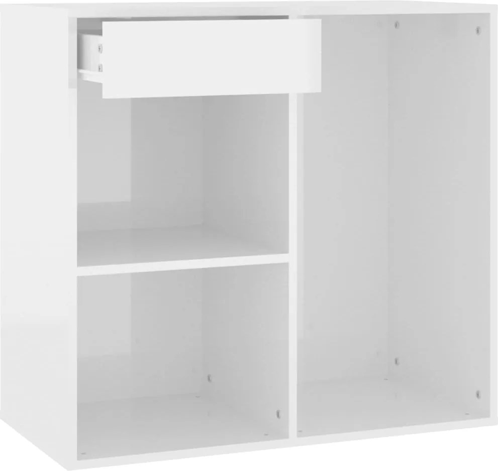vidaXL Dulap de cosmetice alb extralucios, 80x40x75 cm, lemn prelucrat