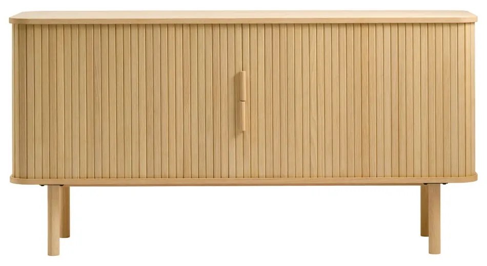 Comodă joasă cu aspect de lemn de stejar cu ușă glisantă 76x160 cm Cavo – Unique Furniture