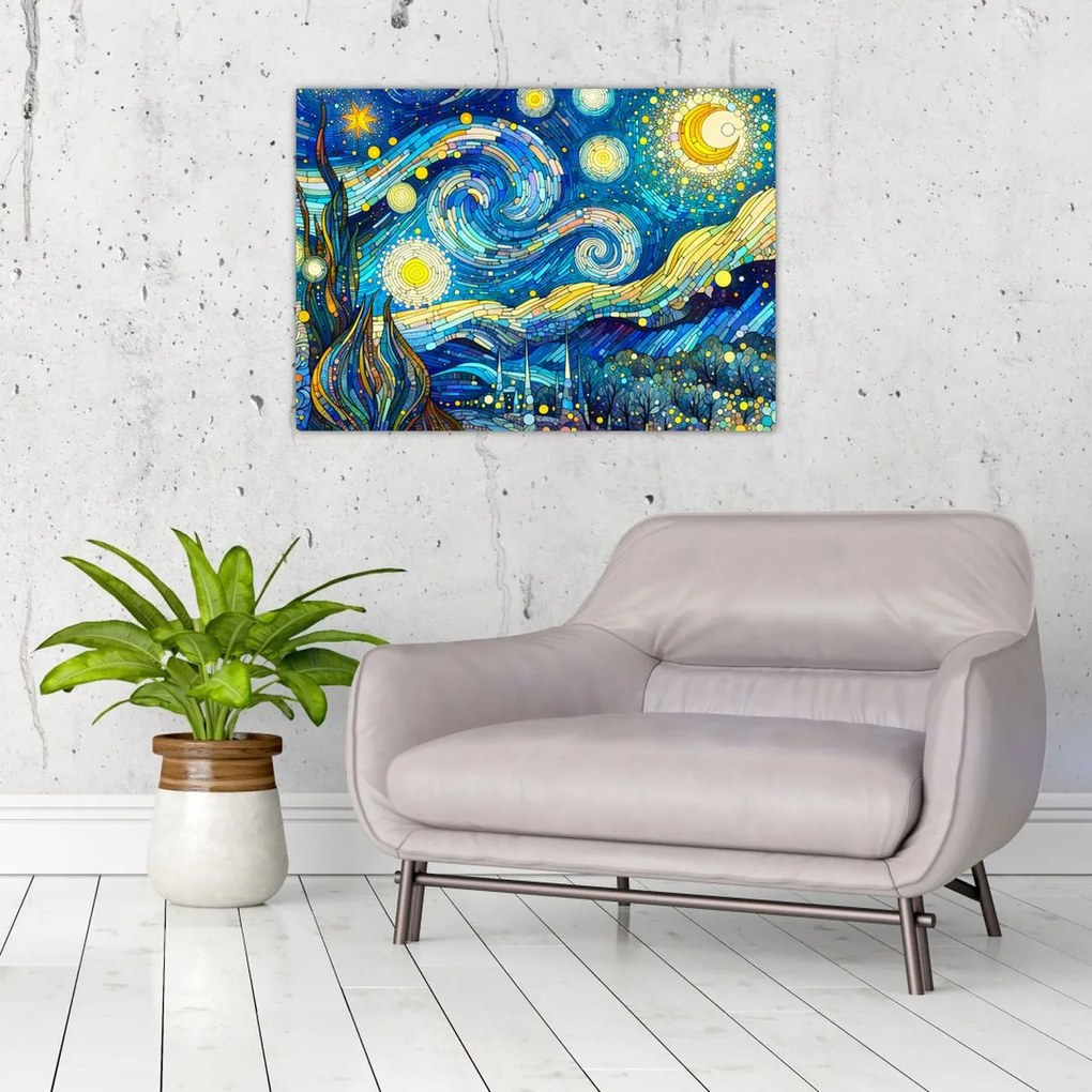 Tablou pe sticlă – Mozaic al nopții înstelate (70x50 cm)