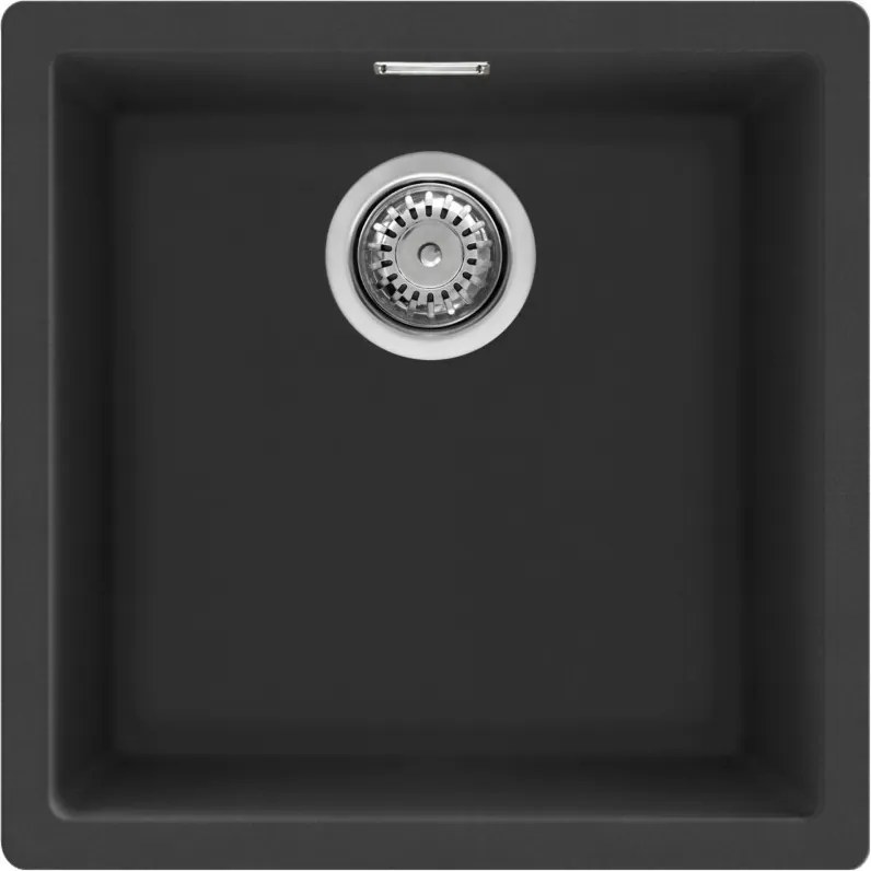 Chiuveta de bucatarie pentru montare sub blat SMEG Quadra VZP45N, 45 cm, Antibacteriana, Rezistenta la zgarieturi si la razele UV, Negru