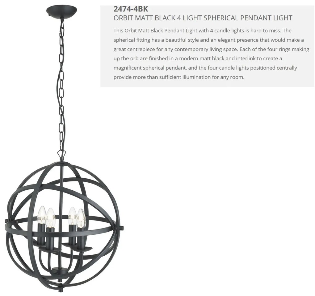 Lustra suspendata stil traditional Orbit negru 2474-4BK SRT