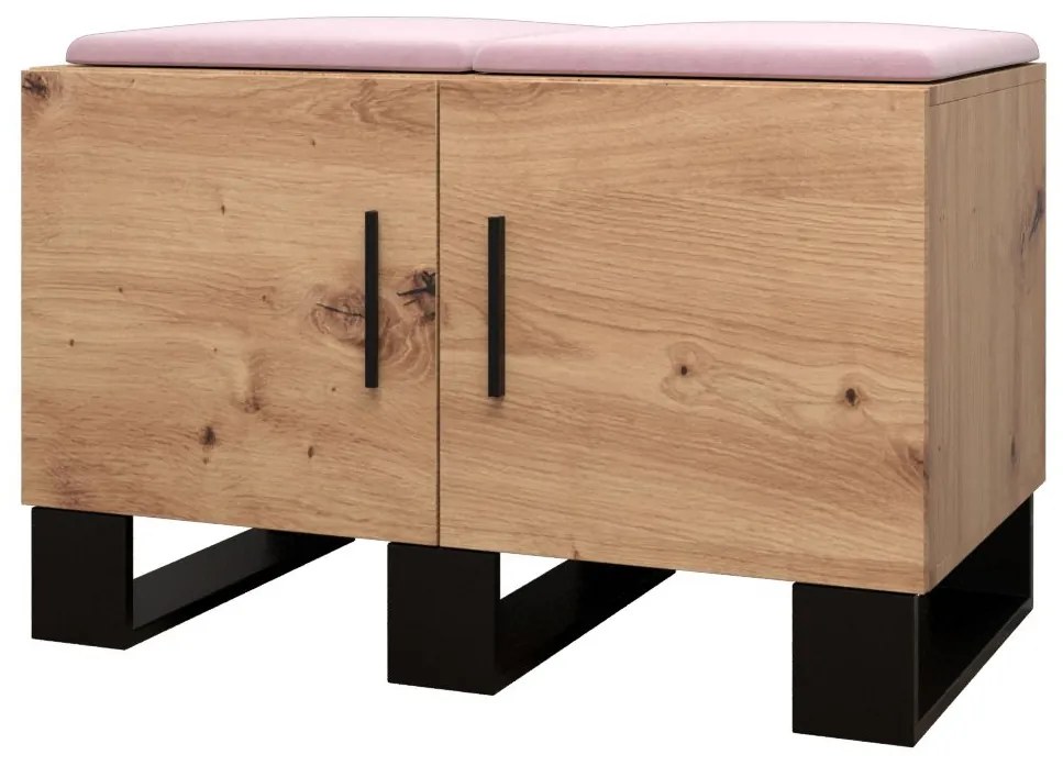Set mobilier pentru hol Amanda 2 (Stejar artisan + roz). 1085867