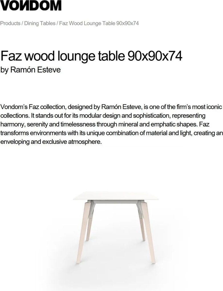 Masa design modern premium FAZ WOOD, 90x90cm