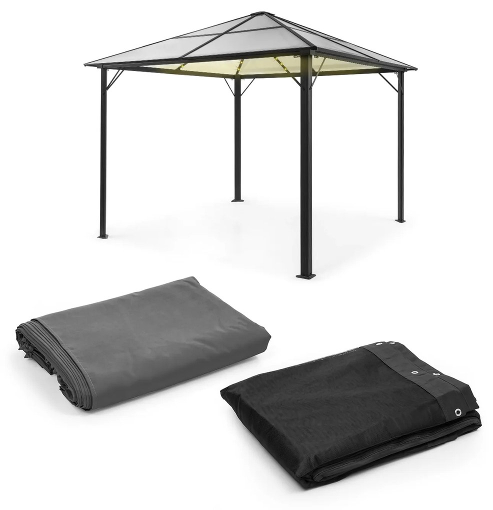 Pantheon Solid Sky Ambient Solar, pavilion, plase pentru țânțari, 3 × 3 m, iluminat solar