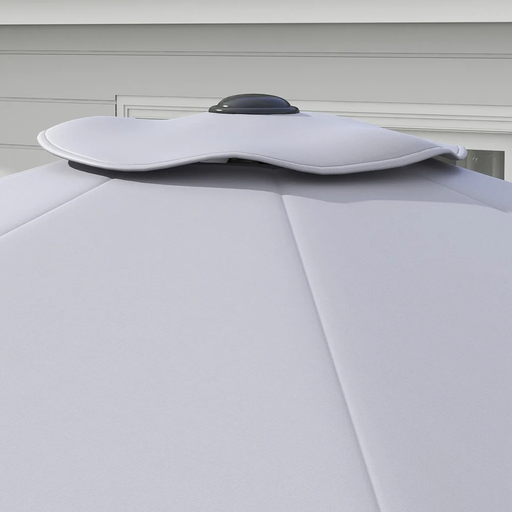 Outsunny Copertină de Rezervă pentru Umbrelă cu Priză de Aer, Rezistentă la UV și Apă, Ø295 cm, Gri | Aosom Romania