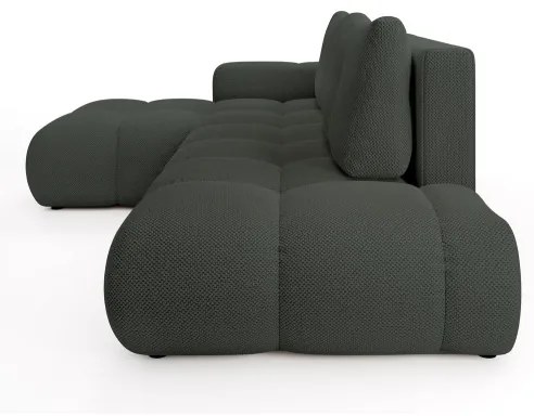 Canapea colțar extensibil ALMADA, tapițată, cu spațiu de depozitare, formă L, orientare stânga, antracit