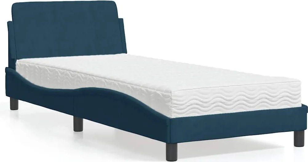 vidaXL Pat cu saltea, Dover, albastru, 80x200 cm, catifea