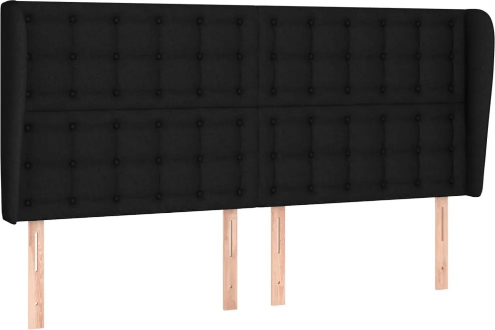 vidaXL Tăblie de pat cu aripioare, negru, 203x23x118/128 cm, textil