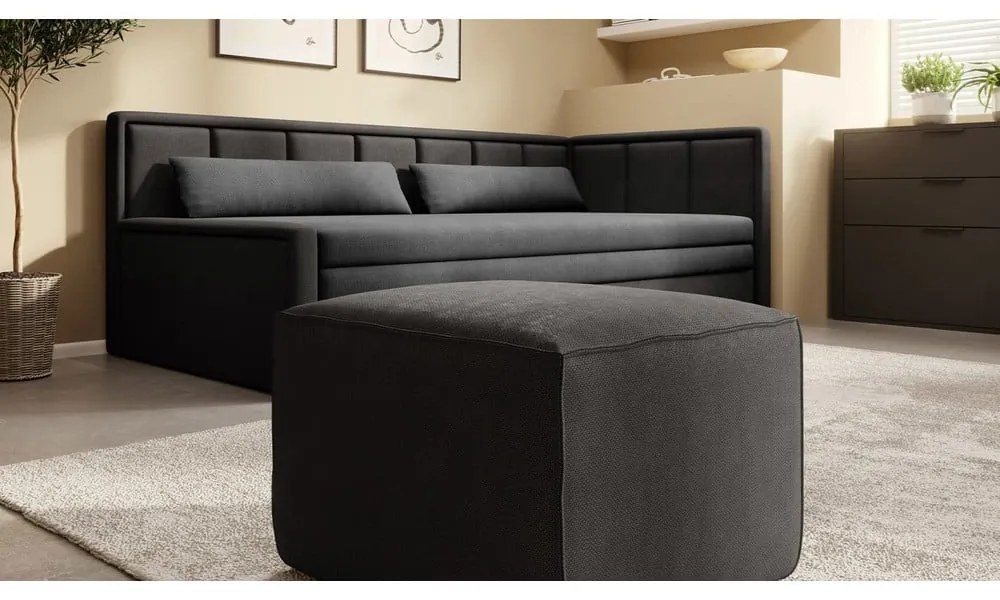 Canapea gri închis extensibilă/cu spațiu de depozitare cu tapițerie din chenille 214 cm Fulgeo – ELTAP