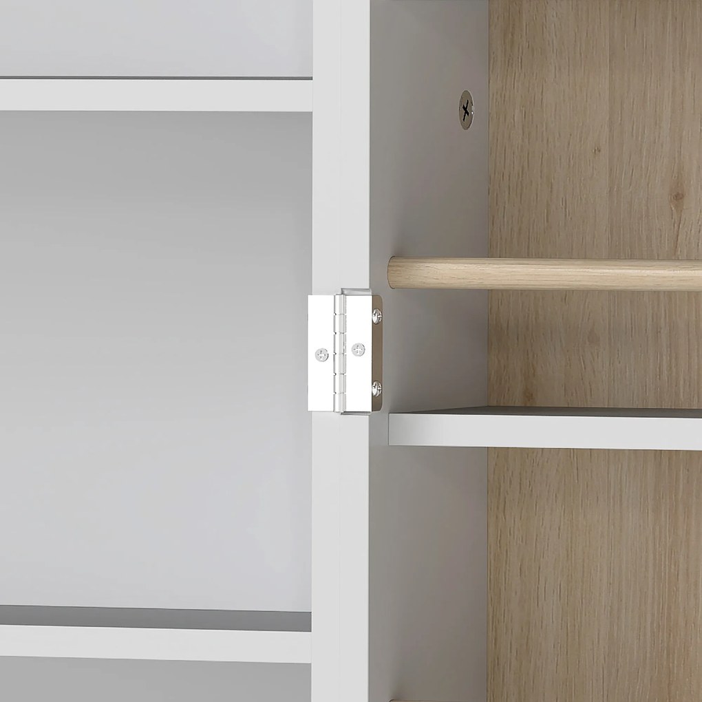 HOMCOM Dulap de bucătărie mobilier pentru depozitare cu 12 rafturi cu uși, rafturi ajustabile, 58x29x119,5cm, alb | Aosom Romania