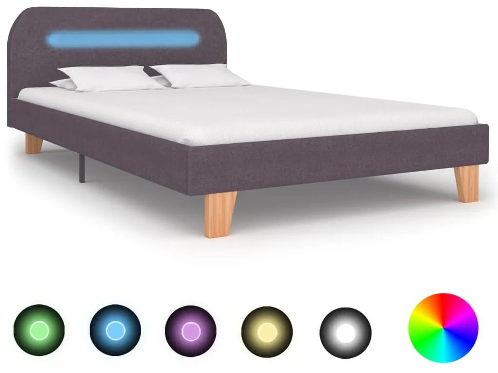 280912 vidaXL Cadru de pat cu LED-uri, gri taupe, 120x200cm, material textil