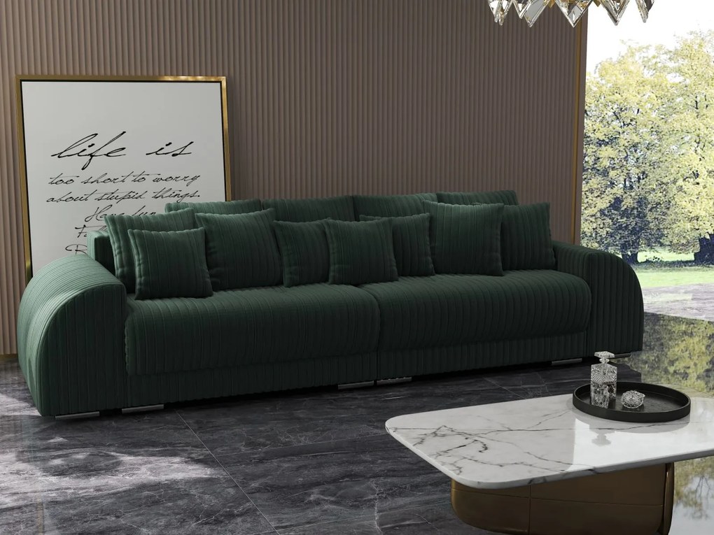 Canapea extensibilă dumonde cu 2 lăzi de depozitare si sezut confortabil din spuma high-density, Verona Ambience Green 310x100 cm