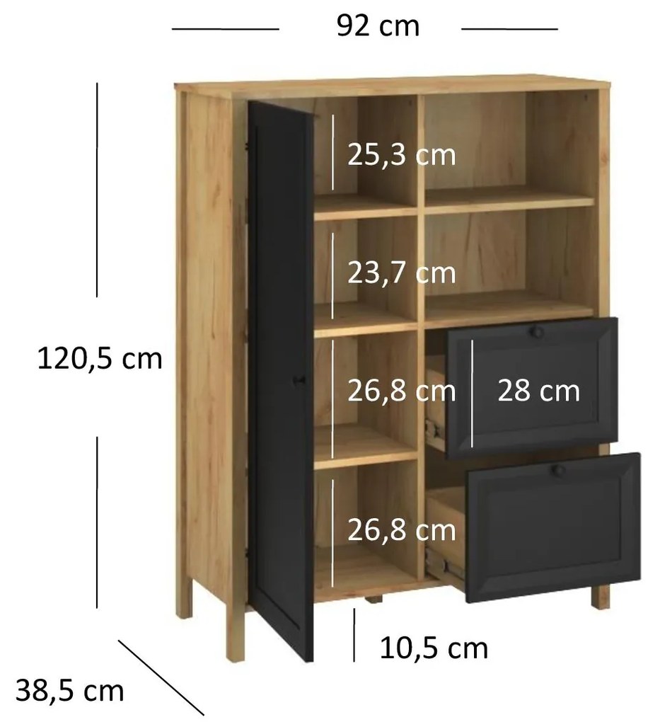 Raft Bruselas (stejar craft auriu + negru) . 1116780