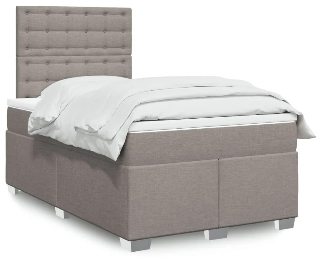 vidaXL Pat box spring cu saltea, taupe, 120x190 cm material textil