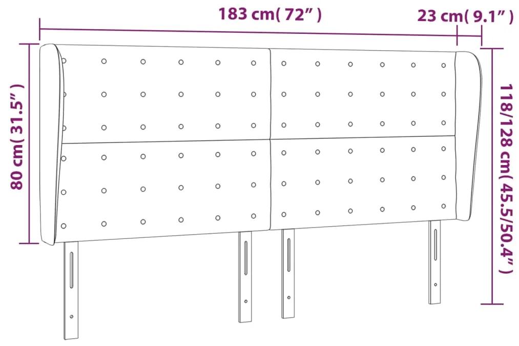 Tablie de pat cu aripioare, negru, 183x23x118 128 cm, textil 1, Negru, 183 x 23 x 118 128 cm