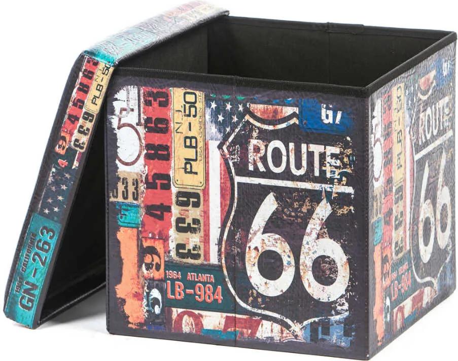 Taburet Design Route 66, multicolor, 38x38x37.5 cm