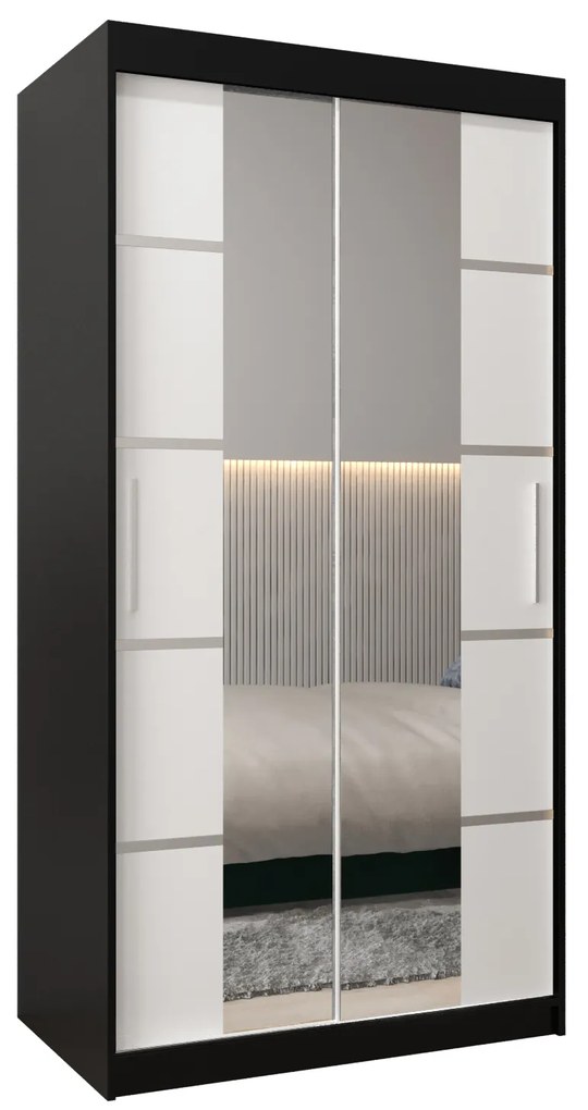 Dulap de haine 100 cm Verika 4 100 (negru + alb). 1064253