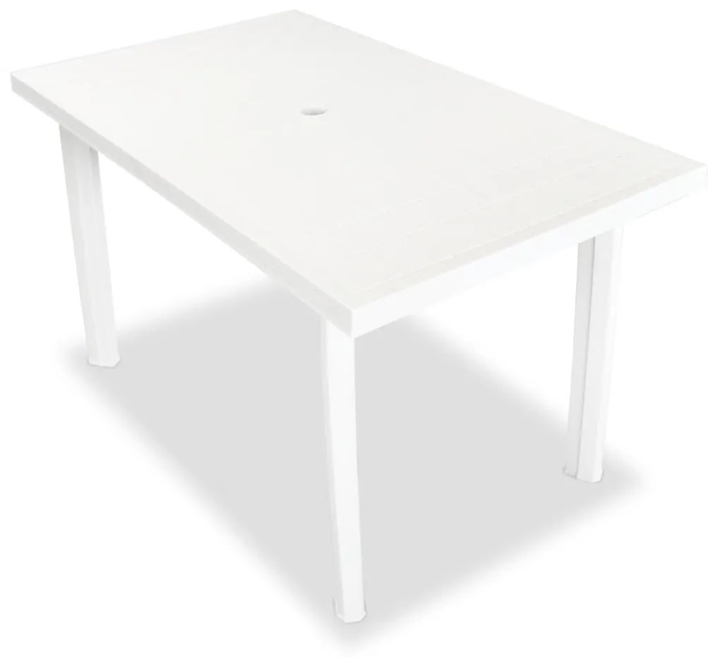 275075 vidaXL Set mobilier de exterior, 7 piese, alb, plastic