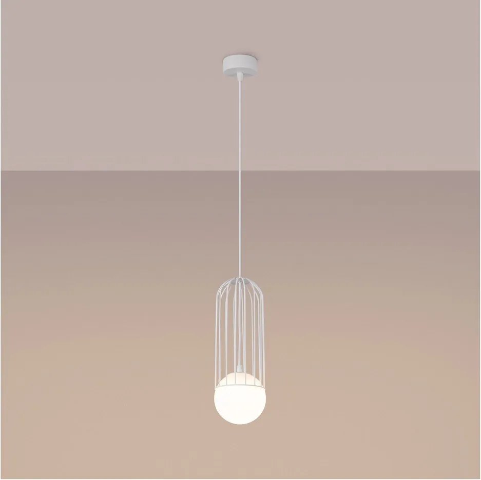 Lustră albă cu abajur din sticlă Belinda – Sollux