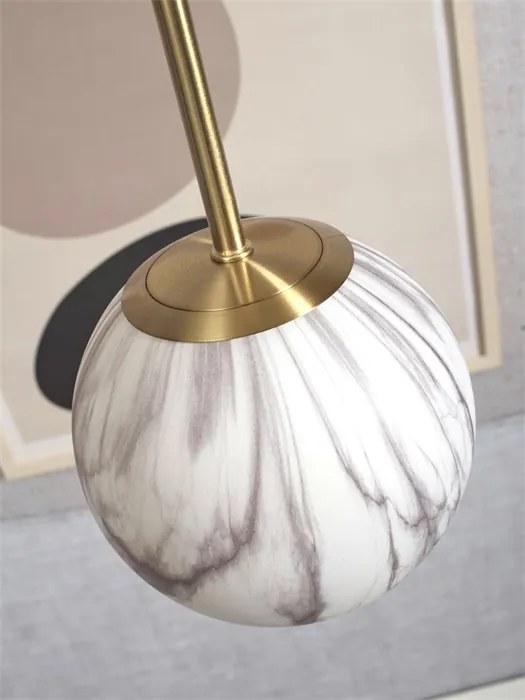 Lustra, pendul din sticla cu aspect de marmura Carrara large auriu