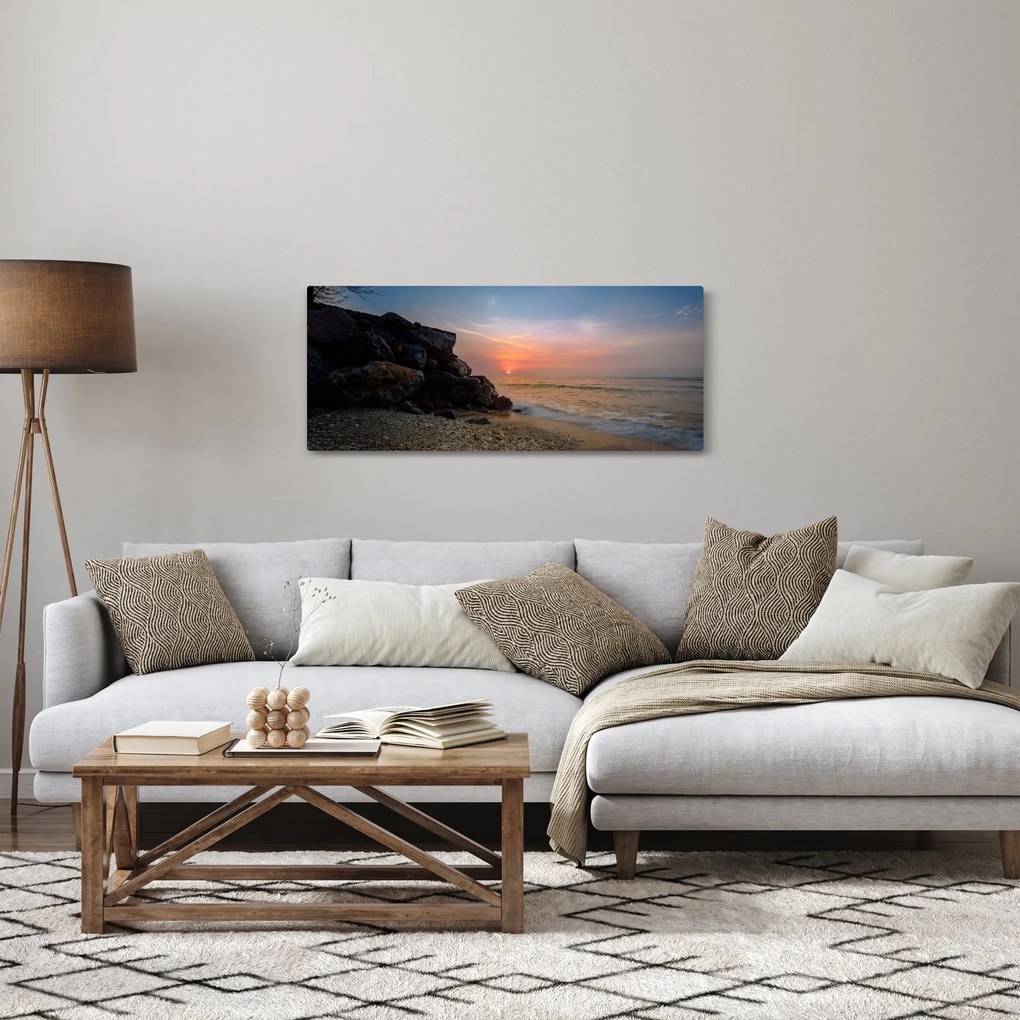 Tablou apusului de soare pe plajă (120x50 cm)