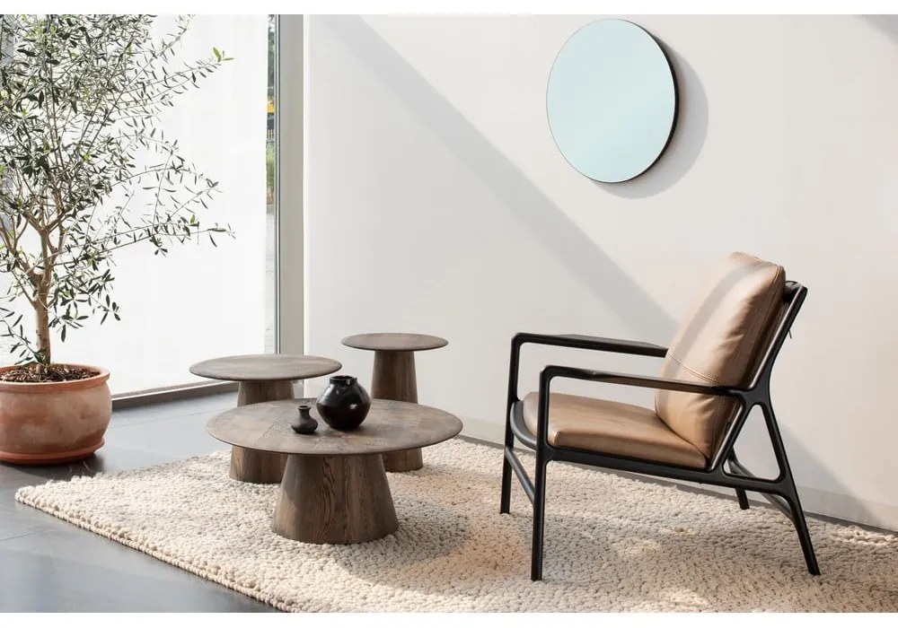 Măsuță de cafea maro rotundă din lemn de stejar ø 80 cm Mushroom – Gazzda