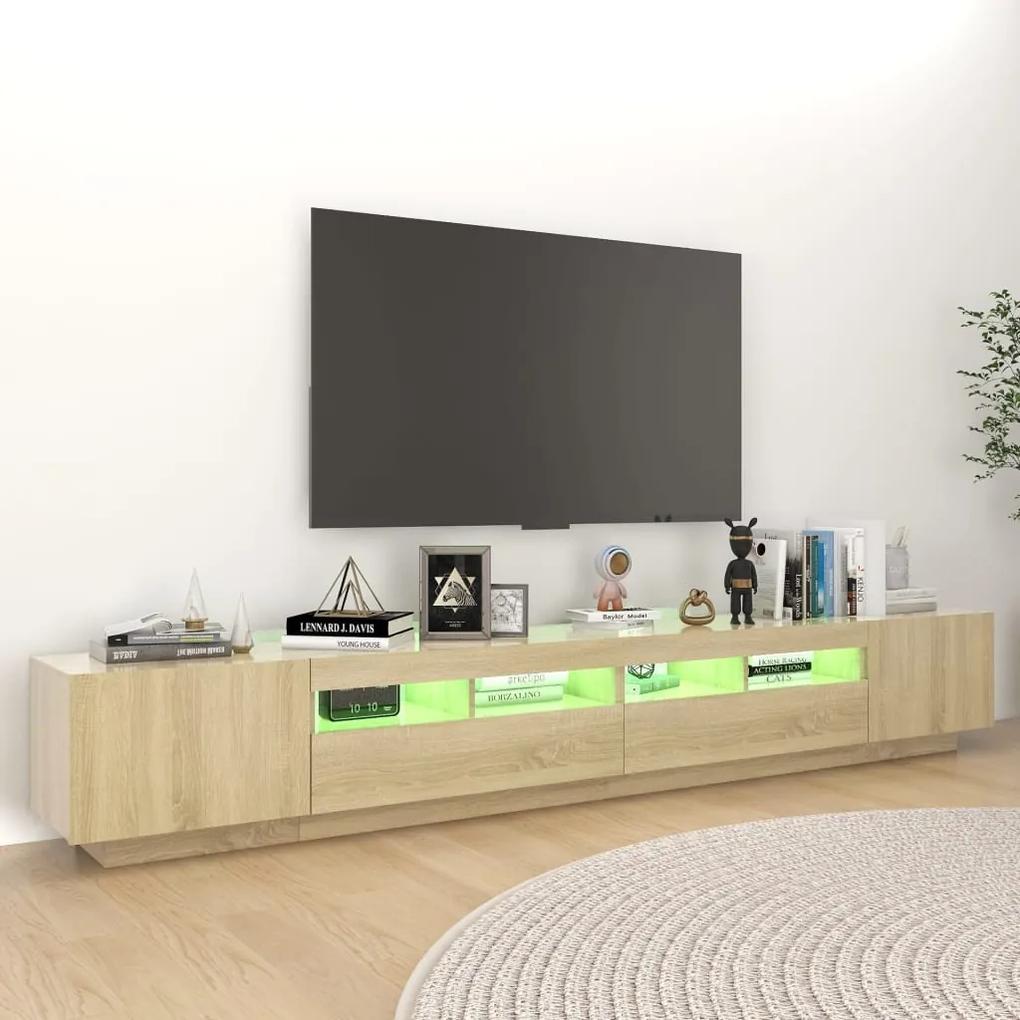 Comoda TV cu lumini LED, stejar Sonoma, 260x35x40 cm 1, Stejar sonoma