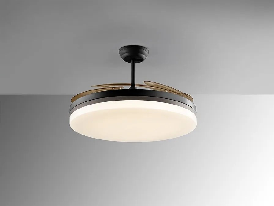 Lustra LED cu Ventilator si telecomanda, lame retractabile Vento negru