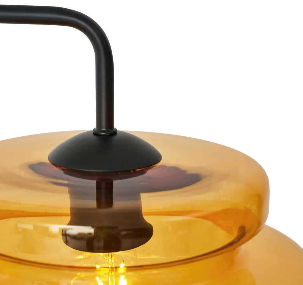 Lampă de podea retro neagră cu sticlă portocalie - Denise