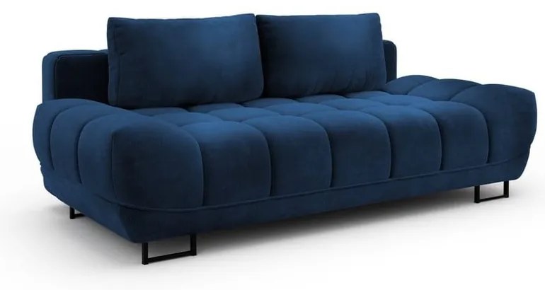Canapea extensibilă cu 3 locuri și tapițerie de catifea Windsor &amp; Co Sofas Cirrus, albastru închis
