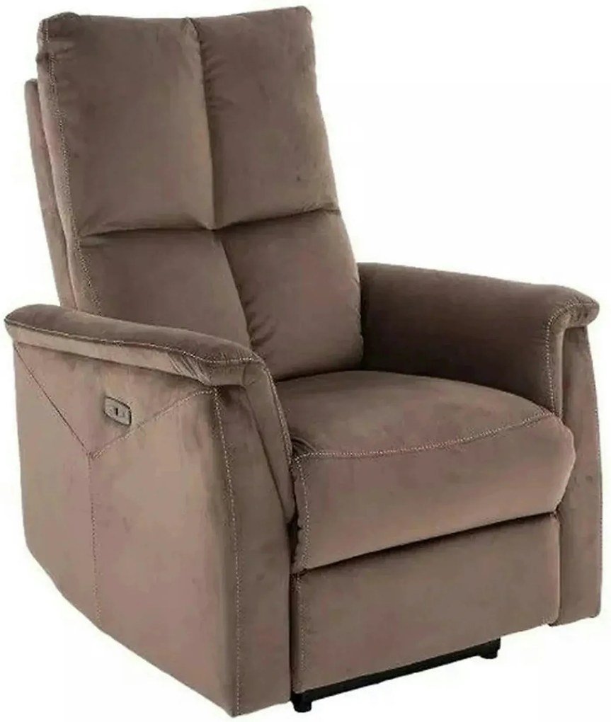 Fotoliu recliner NEPTUN, cappuccino, stofa catifelata/metal, 76x94/160