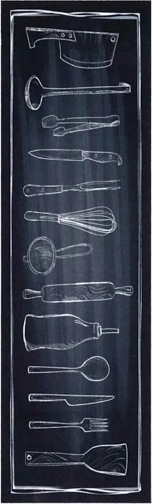 vidaXL Covor de bucătărie Negru 150 x 45 cm Catifea