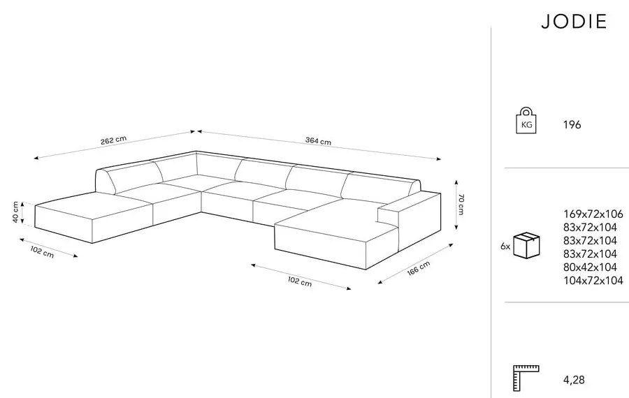 Colțar bej cu tapițerie bouclé (pe partea stângă) Jodie – Micadoni Home